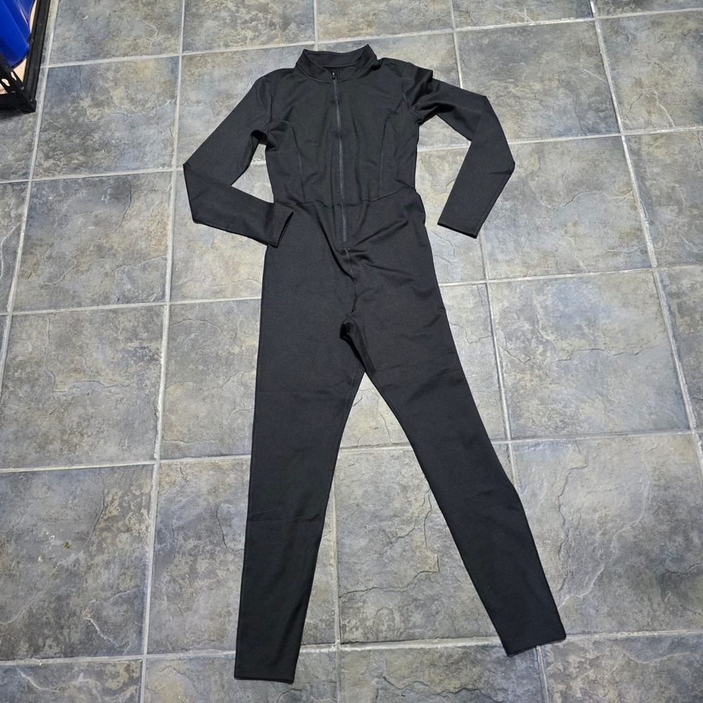 Old Navy Jumpsuit Womens Medium Black CloudComfy Go-Dry Long Sleeve Active Zip